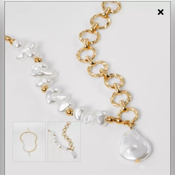 Ann Taylor mixed pearl and chain Necklace - Picture 1 of 14